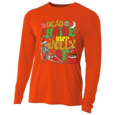 Funny Santa Skeleton Dead Inside But Jolly Af Xmas Outfit Gift Cooling Performance Long Sleeve Crew