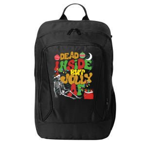 Funny Santa Skeleton Dead Inside But Jolly Af Xmas Outfit Gift City Backpack