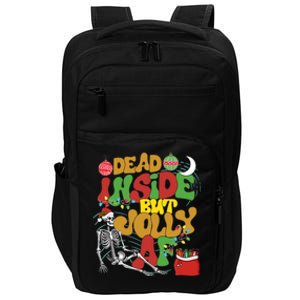 Funny Santa Skeleton Dead Inside But Jolly Af Xmas Outfit Gift Impact Tech Backpack