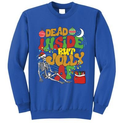 Funny Santa Skeleton Dead Inside But Jolly Af Xmas Outfit Gift Sweatshirt