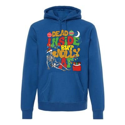 Funny Santa Skeleton Dead Inside But Jolly Af Xmas Outfit Gift Premium Hoodie