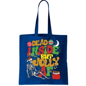 Funny Santa Skeleton Dead Inside But Jolly Af Xmas Outfit Gift Tote Bag