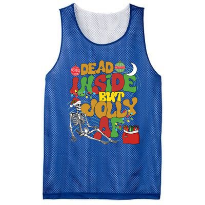 Funny Santa Skeleton Dead Inside But Jolly Af Xmas Outfit Gift Mesh Reversible Basketball Jersey Tank