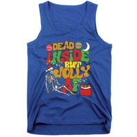 Funny Santa Skeleton Dead Inside But Jolly Af Xmas Outfit Gift Tank Top