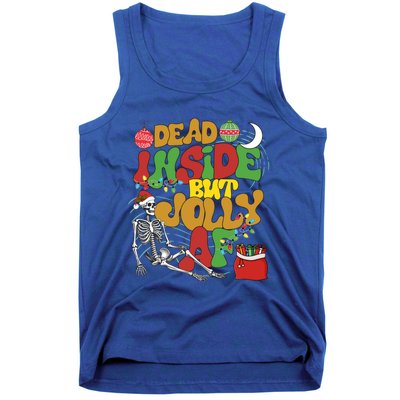 Funny Santa Skeleton Dead Inside But Jolly Af Xmas Outfit Gift Tank Top