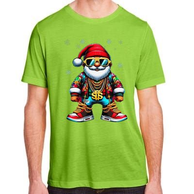 Funny Santa Sunglasses And Wear A Gold Necklace Christmas Adult ChromaSoft Performance T-Shirt