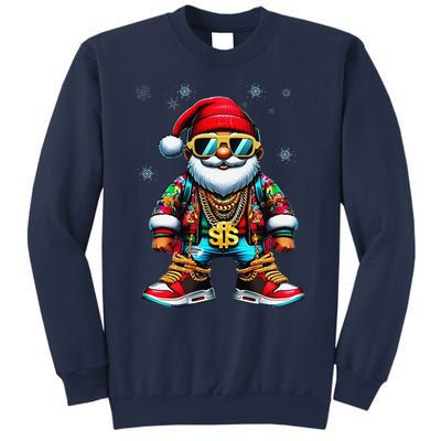 Funny Santa Sunglasses And Wear A Gold Necklace Christmas Sweatshirt