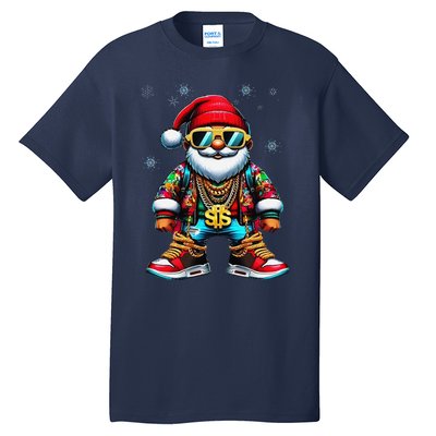 Funny Santa Sunglasses And Wear A Gold Necklace Christmas Tall T-Shirt