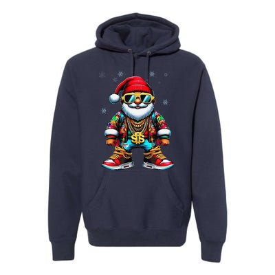 Funny Santa Sunglasses And Wear A Gold Necklace Christmas Premium Hoodie