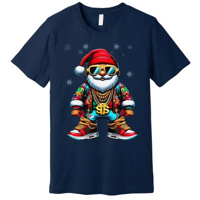 Funny Santa Sunglasses And Wear A Gold Necklace Christmas Premium T-Shirt