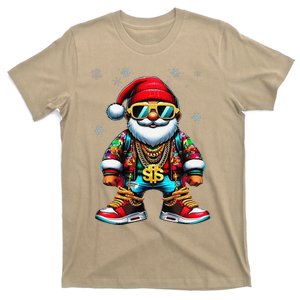 Funny Santa Sunglasses And Wear A Gold Necklace Christmas T-Shirt