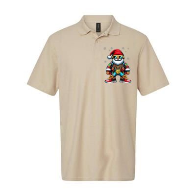 Funny Santa Sunglasses And Wear A Gold Necklace Christmas Softstyle Adult Sport Polo