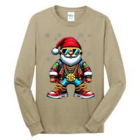 Funny Santa Sunglasses And Wear A Gold Necklace Christmas Tall Long Sleeve T-Shirt