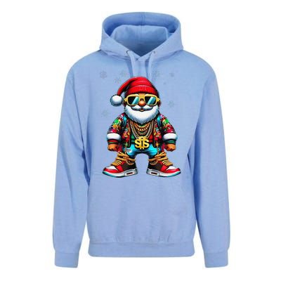 Funny Santa Sunglasses And Wear A Gold Necklace Christmas Unisex Surf Hoodie