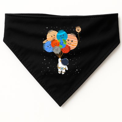 Funny Solar System Astronaut Holding Planet Balloons Pluto USA-Made Doggie Bandana