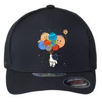 Funny Solar System Astronaut Holding Planet Balloons Pluto Flexfit Unipanel Trucker Cap