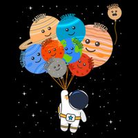 Funny Solar System Astronaut Holding Planet Balloons Pluto Flexfit Unipanel Trucker Cap