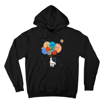 Funny Solar System Astronaut Holding Planet Balloons Pluto Hoodie