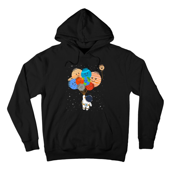 Funny Solar System Astronaut Holding Planet Balloons Pluto Hoodie