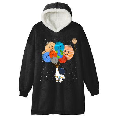 Funny Solar System Astronaut Holding Planet Balloons Pluto Hooded Wearable Blanket