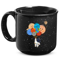 Funny Solar System Astronaut Holding Planet Balloons Pluto 15oz Campfire Ceramic Mug