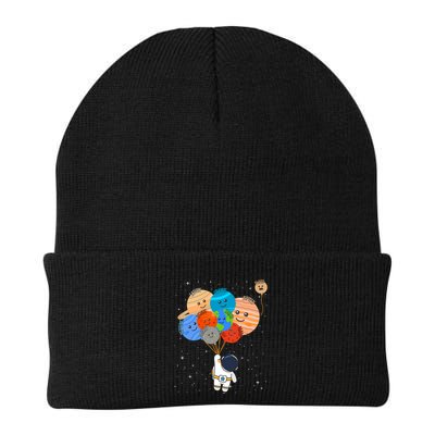 Funny Solar System Astronaut Holding Planet Balloons Pluto Beanie