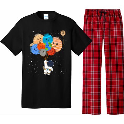 Funny Solar System Astronaut Holding Planet Balloons Pluto Pajama Set