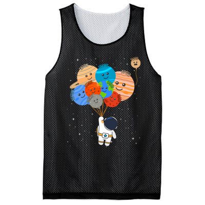 Funny Solar System Astronaut Holding Planet Balloons Pluto Mesh Reversible Basketball Jersey Tank