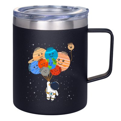 Funny Solar System Astronaut Holding Planet Balloons Pluto 12oz Stainless Steel Coffee Mug