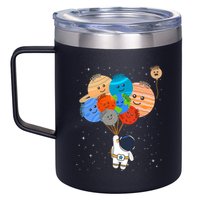 Funny Solar System Astronaut Holding Planet Balloons Pluto 12oz Stainless Steel Coffee Mug