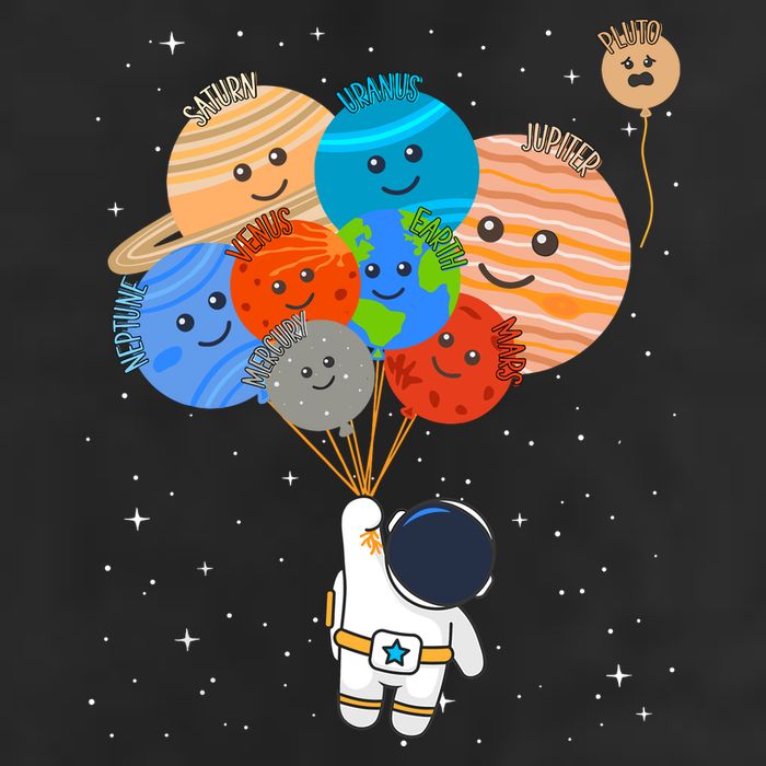 Funny Solar System Astronaut Holding Planet Balloons Pluto 12oz Stainless Steel Coffee Mug