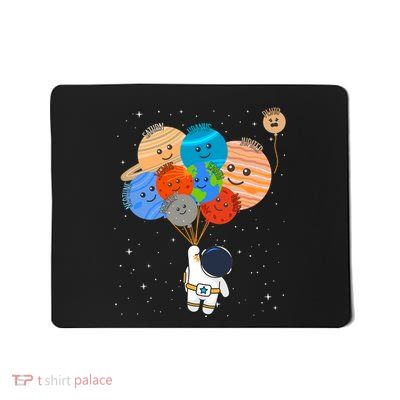 Funny Solar System Astronaut Holding Planet Balloons Pluto Mousepad