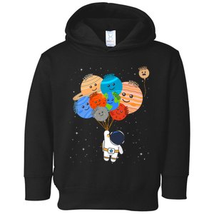 Funny Solar System Astronaut Holding Planet Balloons Pluto Toddler Hoodie