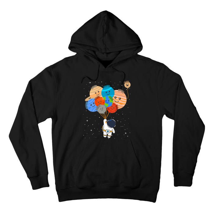 Funny Solar System Astronaut Holding Planet Balloons Pluto Tall Hoodie