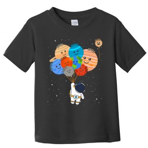 Funny Solar System Astronaut Holding Planet Balloons Pluto Toddler T-Shirt