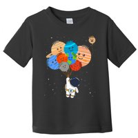 Funny Solar System Astronaut Holding Planet Balloons Pluto Toddler T-Shirt