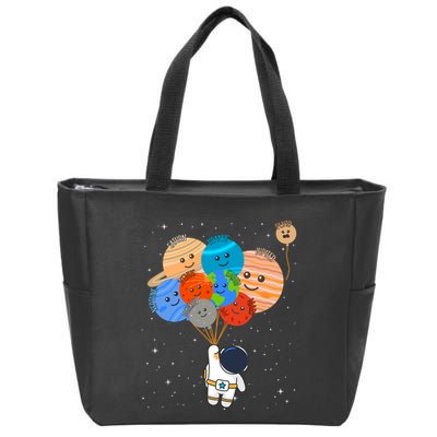Funny Solar System Astronaut Holding Planet Balloons Pluto Zip Tote Bag