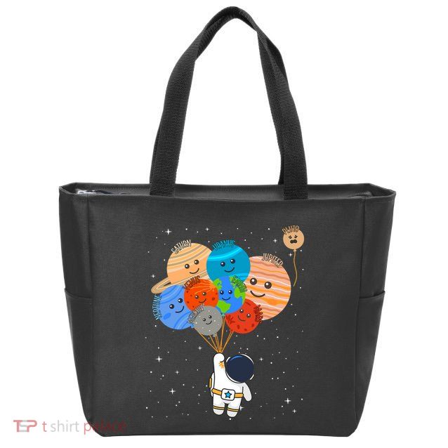 Funny Solar System Astronaut Holding Planet Balloons Pluto Zip Tote Bag