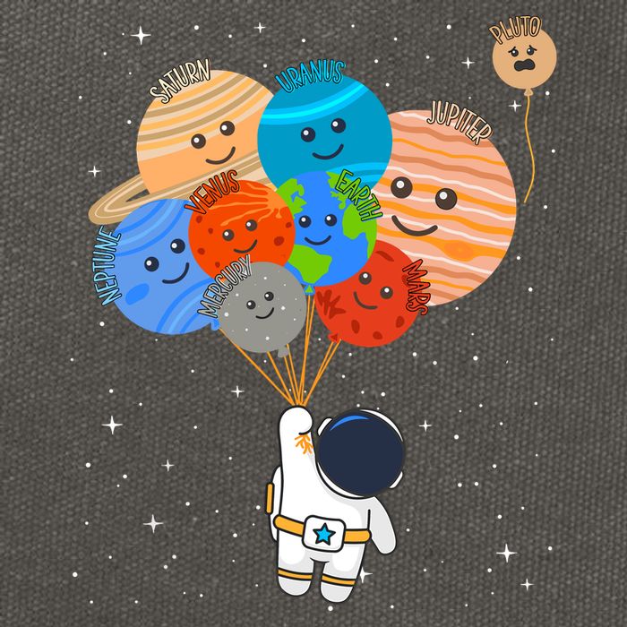 Funny Solar System Astronaut Holding Planet Balloons Pluto Cotton Canvas Backpack