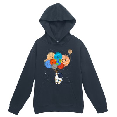 Funny Solar System Astronaut Holding Planet Balloons Pluto Urban Pullover Hoodie