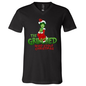 FTX SBF Sam Bankman Fried The Grinched Who Stole Christmas V-Neck T-Shirt