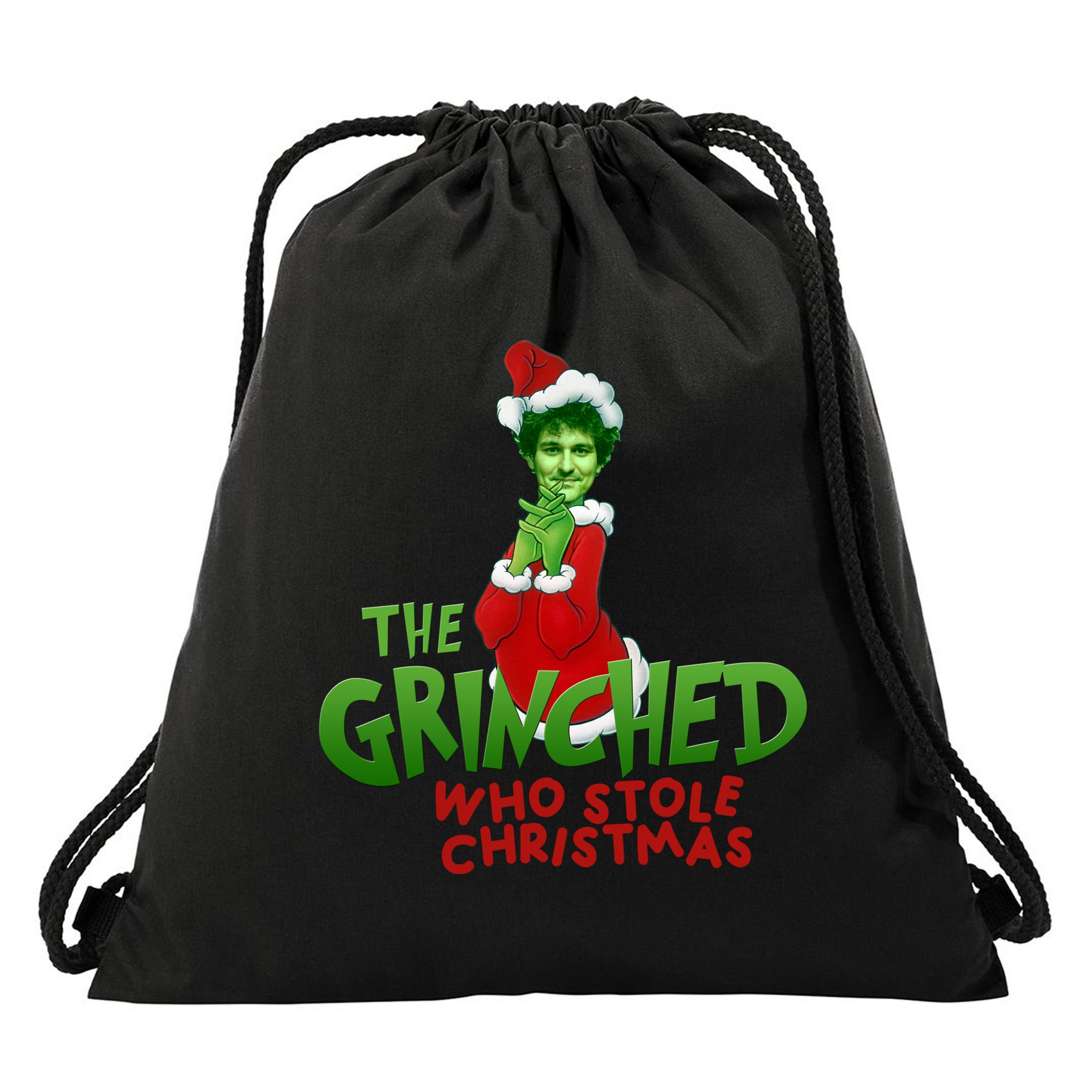 FTX SBF Sam Bankman Fried The Grinched Who Stole Christmas Drawstring Bag