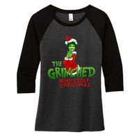 FTX SBF Sam Bankman Fried The Grinched Who Stole Christmas Women's Tri-Blend 3/4-Sleeve Raglan Shirt