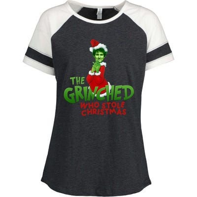 FTX SBF Sam Bankman Fried The Grinched Who Stole Christmas Enza Ladies Jersey Colorblock Tee