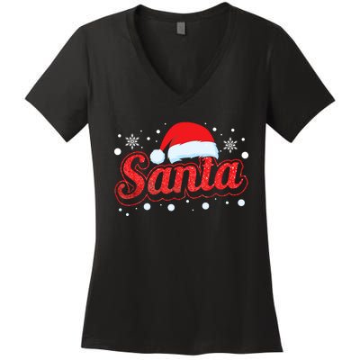 Funny Santa SantaS Favorite Ho Matching Couple Christmas Women's V-Neck T-Shirt