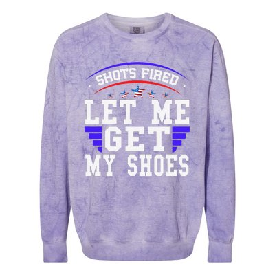 Funny Saying Shots Fired Maga Let Me Get My Shoes Colorblast Crewneck Sweatshirt