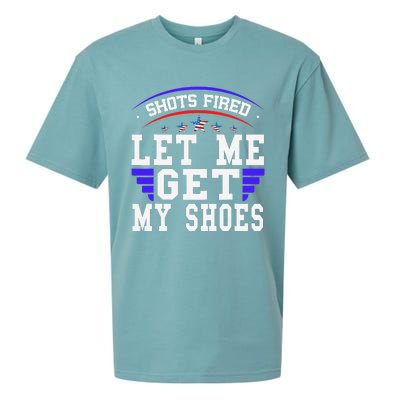 Funny Saying Shots Fired Maga Let Me Get My Shoes Sueded Cloud Jersey T-Shirt