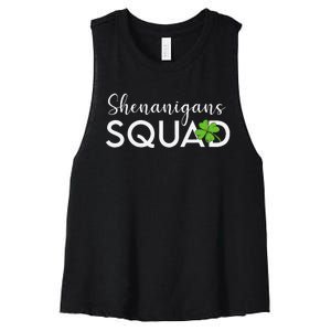 Funny Shenanigans Squad st patrick green Saint Pattys Women's Racerback Cropped Tank