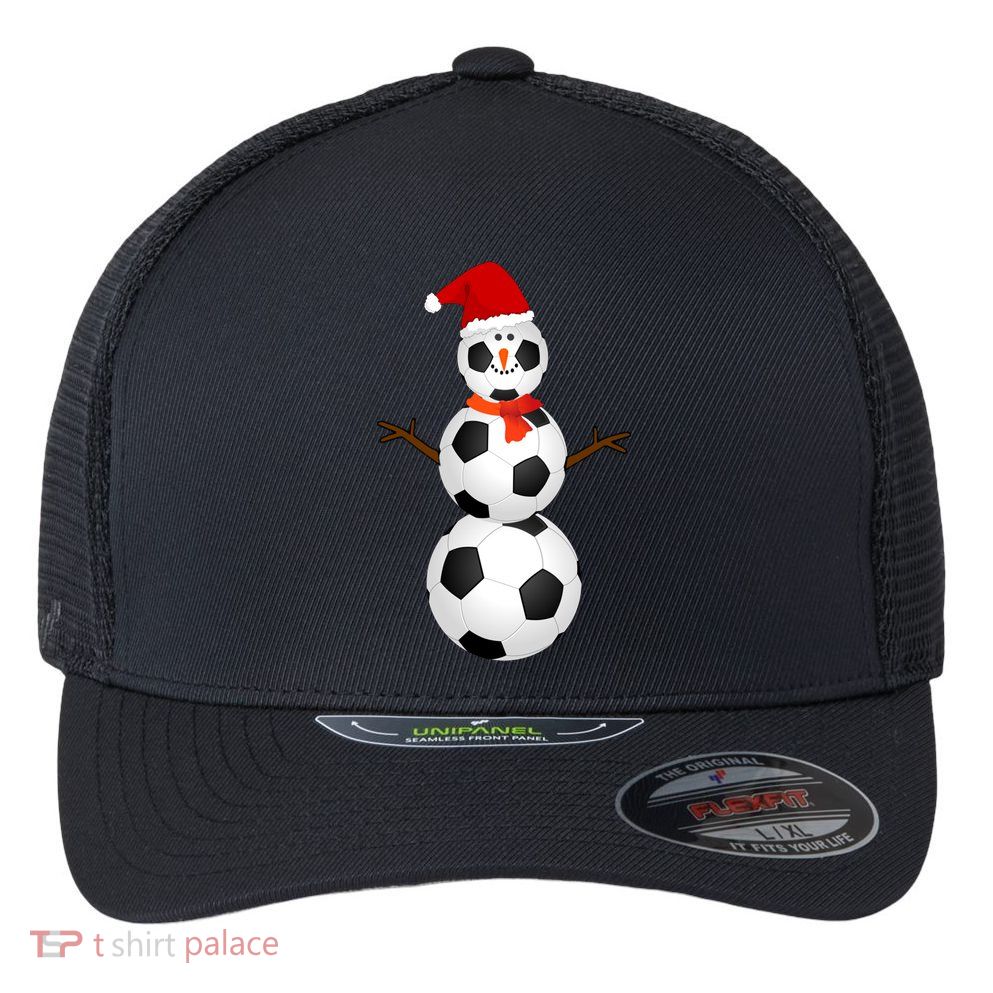 Funny Soccer Snow Christmas Xmas Soccer Lovers For Boys Funny Gift Flexfit Unipanel Trucker Cap