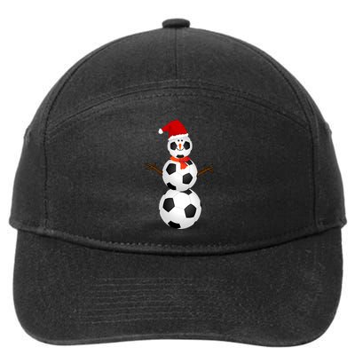 Funny Soccer Snow Christmas Xmas Soccer Lovers For Boys Funny Gift 7-Panel Snapback Hat